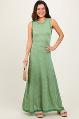 Green Striped Maternity Maxi Dress