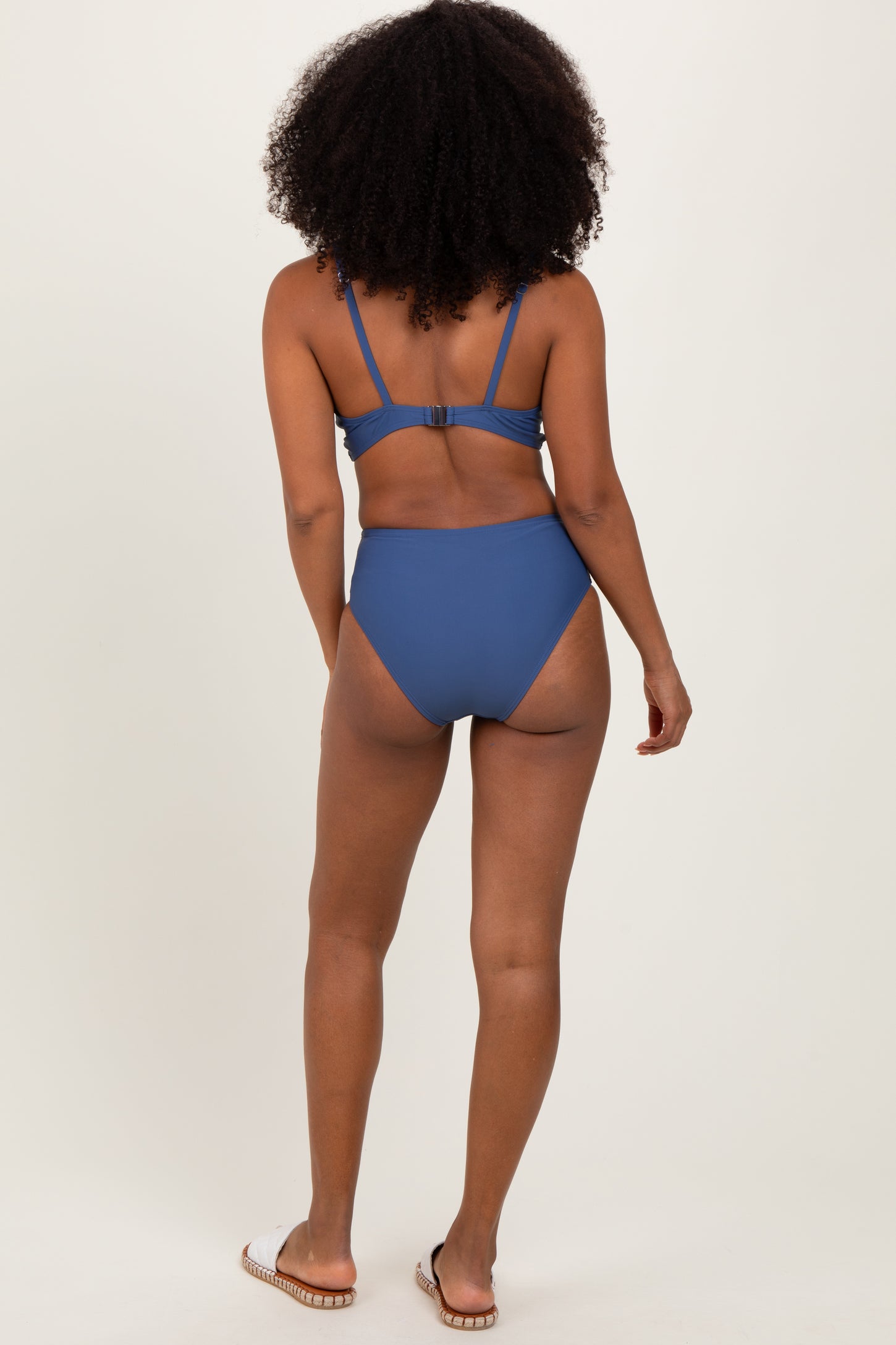 Blue Crochet Detail Double Strap Bikini Set