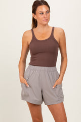 Taupe Elastic Cargo Shorts