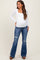 Navy Blue Distressed Maternity Flare Jeans