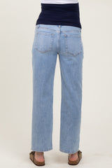 Blue Straight Leg Ankle Maternity Jeans