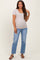 Blue Distressed Raw Hem Maternity Straight Leg Ankle Jeans