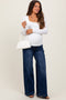 Navy Baggy Wide Leg Maternity Jeans