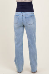 Light Blue Washed Relaxed Straight Leg Maternity Jeans