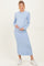 Light Blue Ribbed Knit Fitted Maternity Midi Sweater Dress