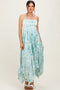 Sage Floral Woven Pleat Skirt Maternity Maxi Dress