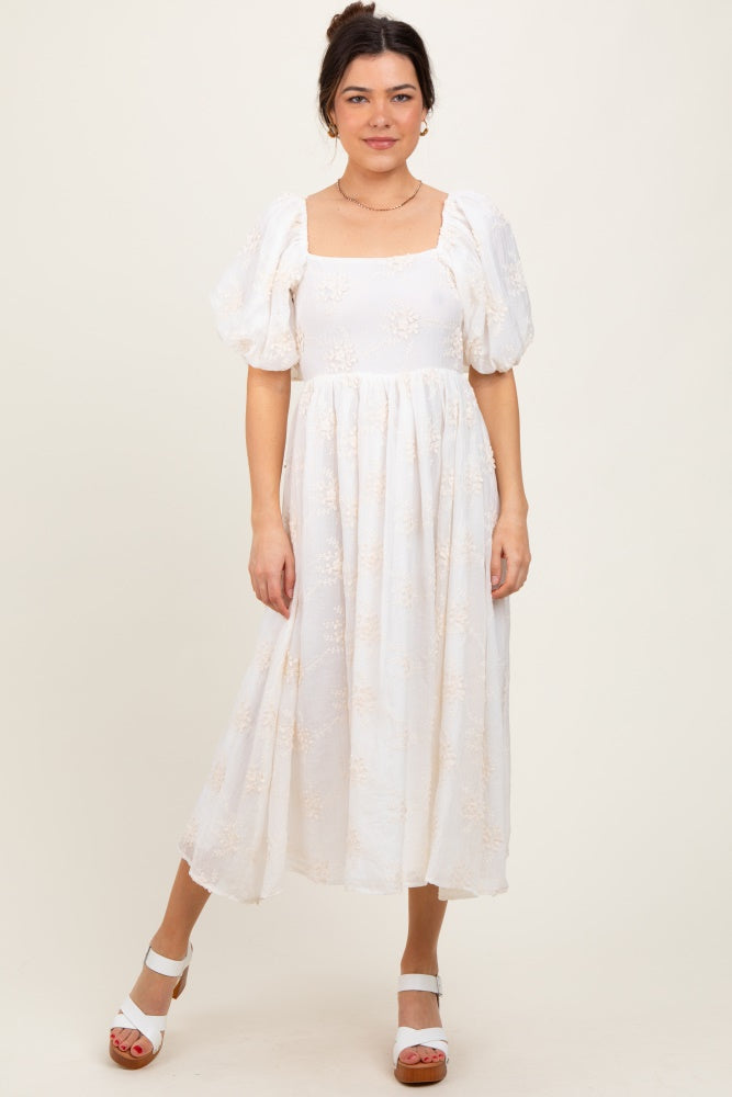 White Textured Midi Dress