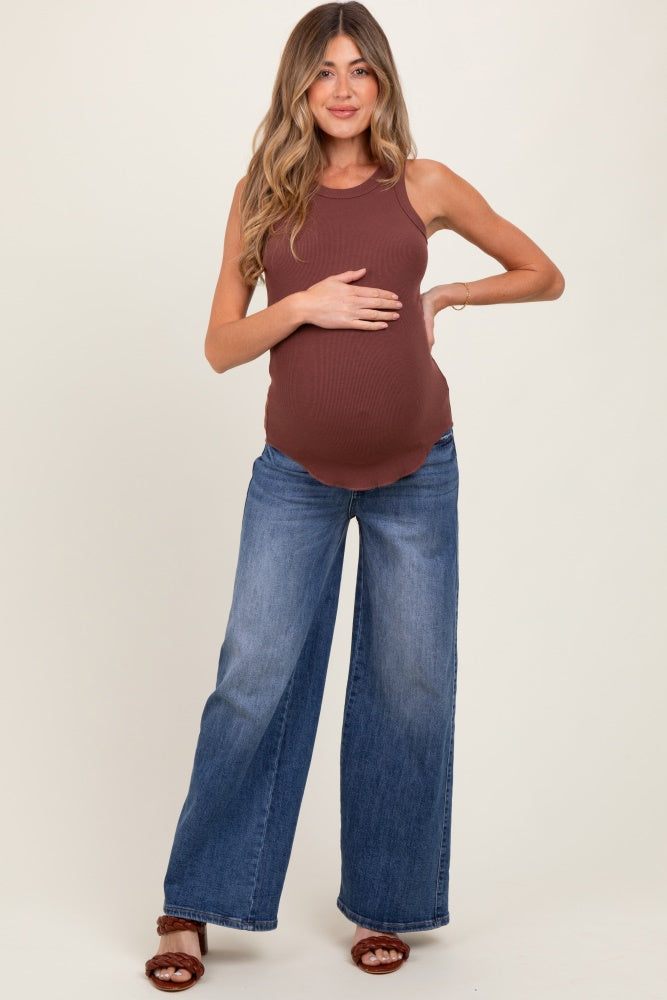 Blue Relaxed Wide Leg Maternity Jeans