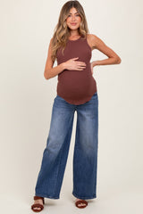 Blue Relaxed Wide Leg Maternity Jeans