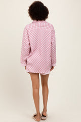 Mauve Checkered Print Pajama Shorts Set