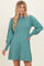 Light Olive Knit Bubble Sleeve Mini Dress