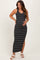 Black Ivory Striped Side Slit Maternity Maxi Dress