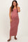 Burgundy Striped Button Front Sleeveless Maternity Maxi Dress