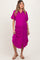 Fuchsia Button Down Front Pocket Maternity Midi Dress