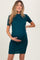Deep Teal Ribbed Mock Neck Maternity Dress