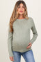 Light Olive Oversized Slub Knit Maternity Sweater
