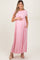Light Pink Short Sleeve Pocketed Maternity Maxi Dress