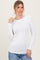 Ivory Ribbed Scoop Neck Long Sleeve Top