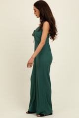 Forest Green Ribbed Cinched Front Jumpsuit
