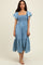Light Blue Chambray Smocked Flutter Sleeve Dress