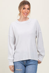 Ivory Brushed Ribbed Knit Pullover