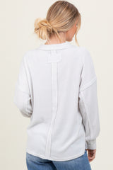 Ivory Brushed Ribbed Knit Pullover