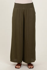 Olive Wide Smock Waist Pants