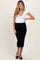 Black Ribbed Knit Drawstring Maternity Midi Skirt
