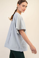 Light Grey Oversized Raw Hem Short Sleeve Tee