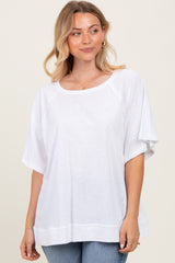 White Oversized Raw Hem Short Sleeve Tee