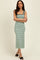 Mint Striped Knit Square Neck Midi Dress