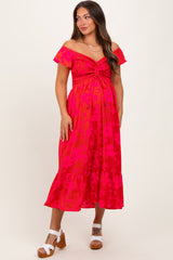 Red Multi Smocked Top Maternity Maxi Dress