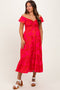 Red Multi Smocked Top Maternity Maxi Dress
