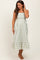 Sage Stripe Back Ribbon Tie Maternity Midi Dress