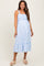 Light Blue Stripe Back Ribbon Tie Maternity Midi Dress