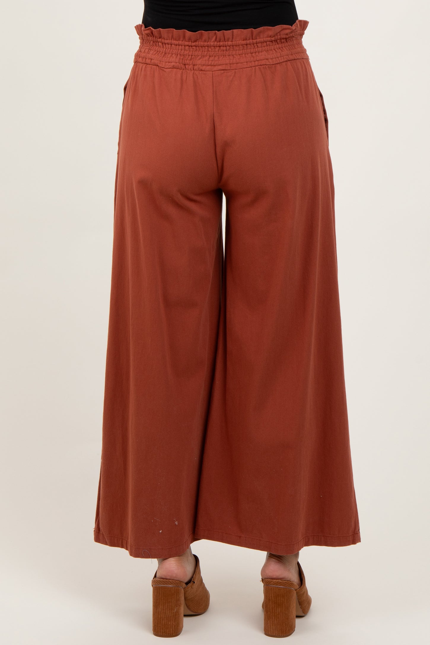 Rust Flowy Cropped Maternity Pant
