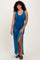 Blue Crochet V-Neck Side Slit Cover Up