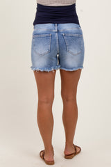 Medium High Rise Loose Fit Distressed Maternity Shorts