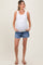 Blue High Rise Distressed Hem A Line Denim Maternity Shorts