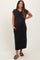 Black Casual Sleeveless Pocketed Maternity Midi Dress