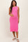 Pink Pointelle Contrast Trim Sweater Maternity Midi Dress