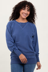 Navy Blue Vintage Wash French Terry Pullover
