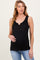 Black Solid Ribbed V-Neck Maternity Tank Top