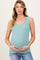 Sage Solid Ribbed V-Neck Maternity Tank Top