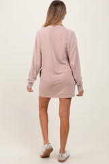Taupe Long Sleeve Oversized Sweatshirt Maternity Mini Dress