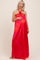 Fuchsia Multi Halter Flower Neck Accent Maternity Maxi Dress