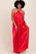 Fuchsia Multi Halter Flower Neck Accent Maxi Dress