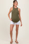 White Distressed Fringe Hem Maternity Jean Shorts