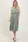Light Olive Pleated Woven Midi Dress