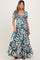Teal Floral Smocked Front Tie Maternity Maxi Dress